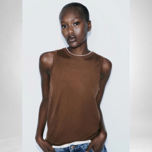 Zara Contrasting Knit Sweater Vest - Picture 10 of 10